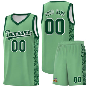 Custom Green Green Personalized Indians Pattern Sets Sports Uniform Basketball Jersey