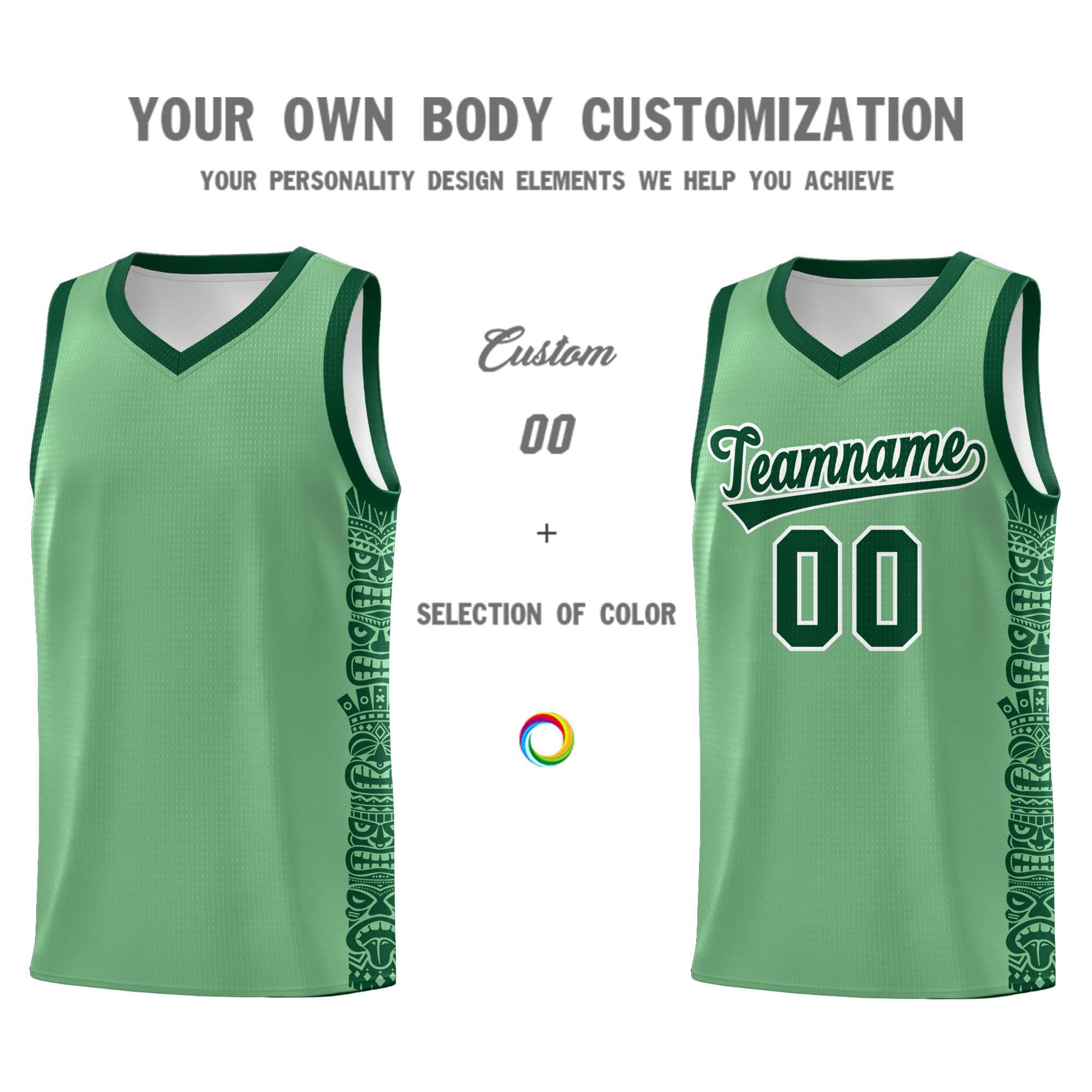 Custom Green Green Personalized Indians Pattern Sets Sports Uniform Basketball Jersey