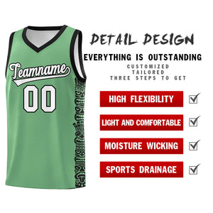 Custom Green Black Personalized Indians Pattern Sets Sports Uniform Basketball Jersey