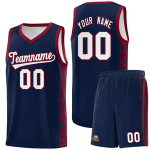 Custom Navy Crimson Personalized Indians Pattern Sets Sports Uniform Basketball Jersey