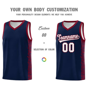 Custom Navy Crimson Personalized Indians Pattern Sets Sports Uniform Basketball Jersey