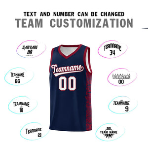 Custom Navy Crimson Personalized Indians Pattern Sets Sports Uniform Basketball Jersey