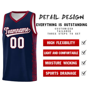 Custom Navy Crimson Personalized Indians Pattern Sets Sports Uniform Basketball Jersey