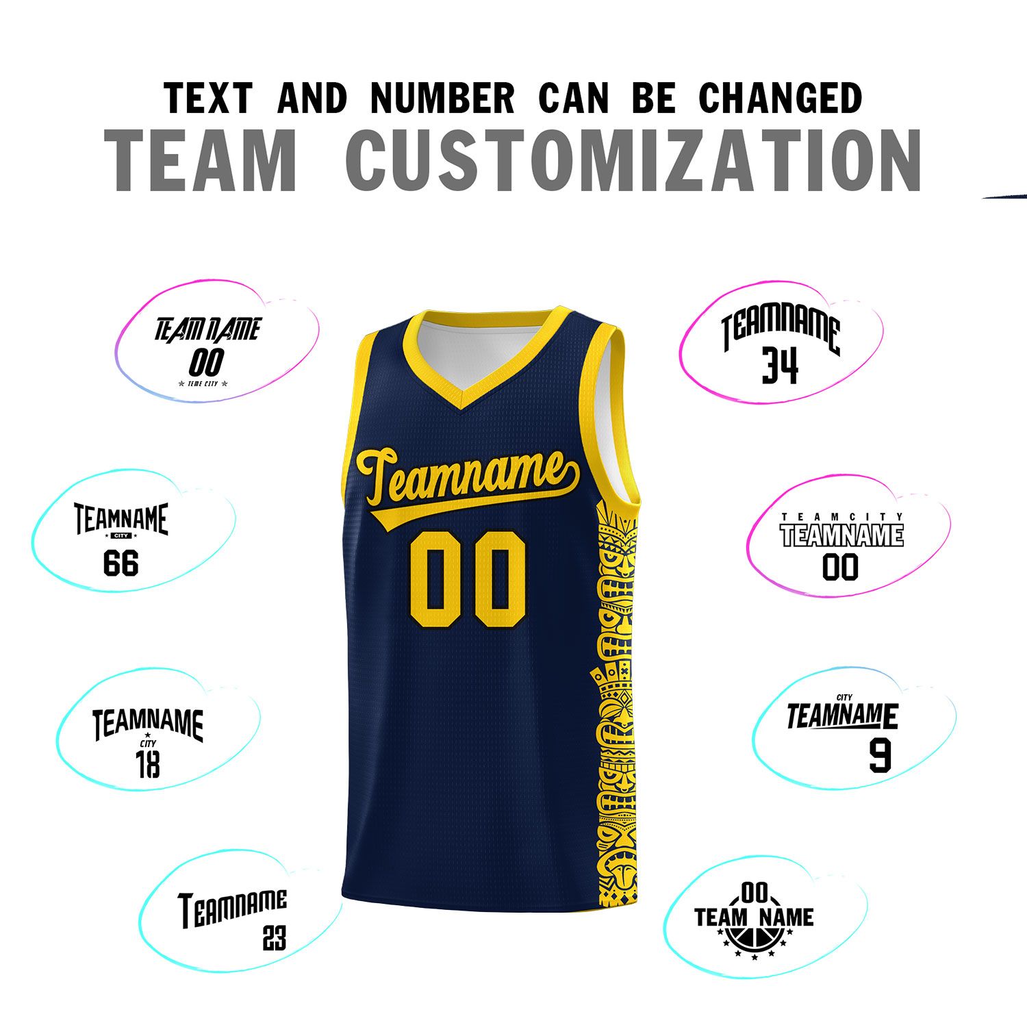 Custom Navy Gold Personalized Indians Pattern Sets Sports Uniform Basketball Jersey