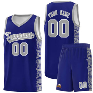 Custom Royal Gray Personalized Indians Pattern Sets Sports Uniform Basketball Jersey