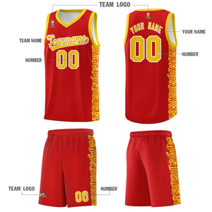 Custom Red Gold Personalized Indians Pattern Sets Sports Uniform Basketball Jersey