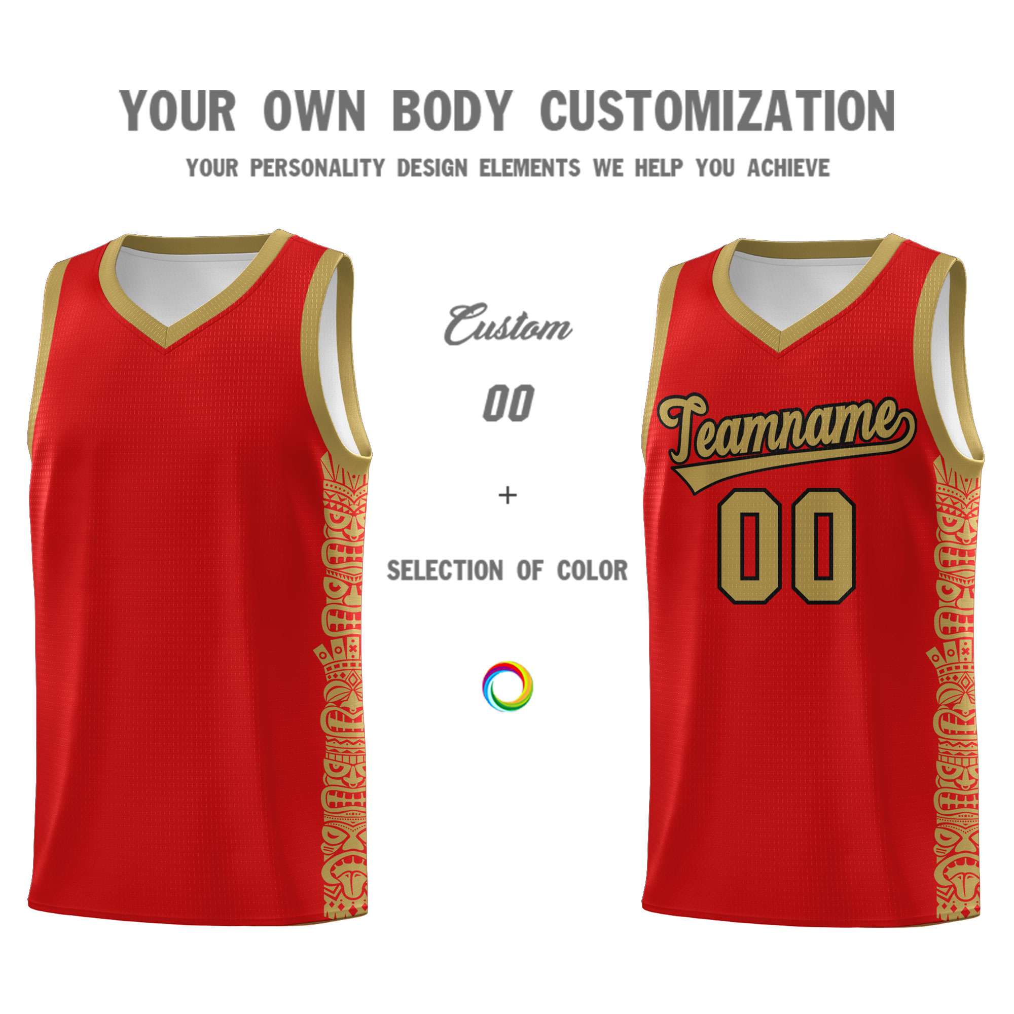 Custom Red Desert Yellow Personalized Indians Pattern Sets Sports Uniform Basketball Jersey