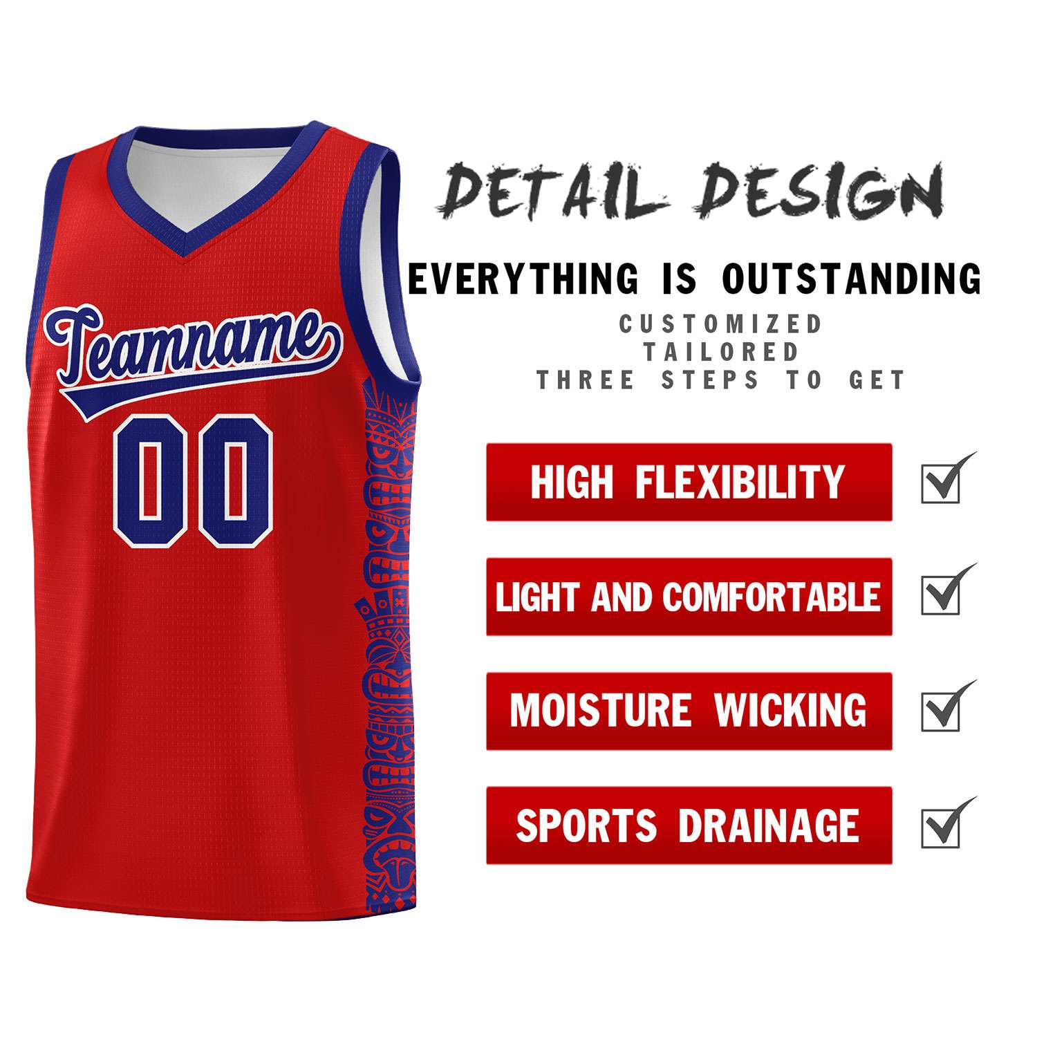 Custom Red Purple Personalized Indians Pattern Sets Sports Uniform Basketball Jersey