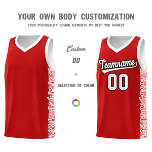 Custom Red White Personalized Indians Pattern Sets Sports Uniform Basketball Jersey