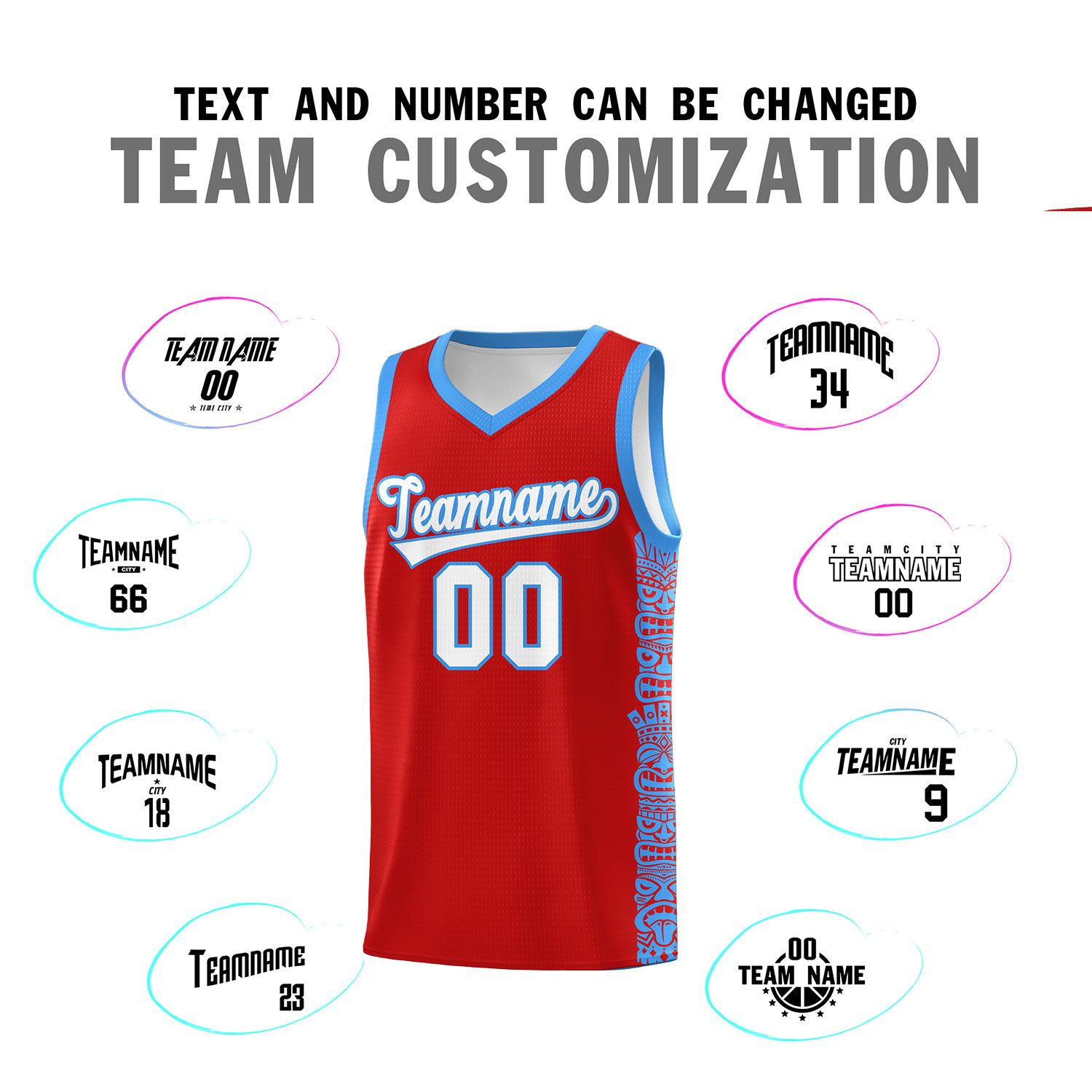 Custom Red Powder Blue Personalized Indians Pattern Sets Sports Uniform Basketball Jersey