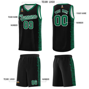 Custom Black Kelly Green Personalized Indians Pattern Sets Sports Uniform Basketball Jersey