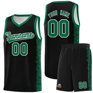 Custom Black Kelly Green Personalized Indians Pattern Sets Sports Uniform Basketball Jersey