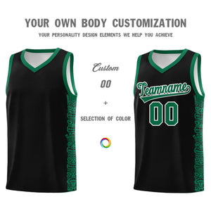 Custom Black Kelly Green Personalized Indians Pattern Sets Sports Uniform Basketball Jersey