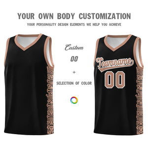 Custom Black Teabrown Personalized Indians Pattern Sets Sports Uniform Basketball Jersey