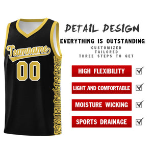 Custom Black Yellow Personalized Indians Pattern Sets Sports Uniform Basketball Jersey