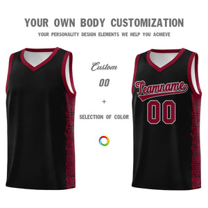 Custom Black Crimson Personalized Indians Pattern Sets Sports Uniform Basketball Jersey