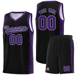 Custom Black Purple Personalized Indians Pattern Sets Sports Uniform Basketball Jersey