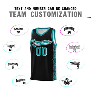 Custom Black Aqua Personalized Indians Pattern Sets Sports Uniform Basketball Jersey