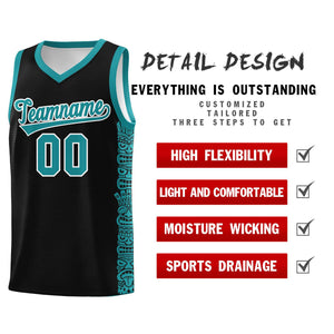 Custom Black Aqua Personalized Indians Pattern Sets Sports Uniform Basketball Jersey