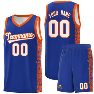 Custom Royal Orange Personalized Indians Pattern Sets Sports Uniform Basketball Jersey