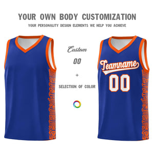 Custom Royal Orange Personalized Indians Pattern Sets Sports Uniform Basketball Jersey