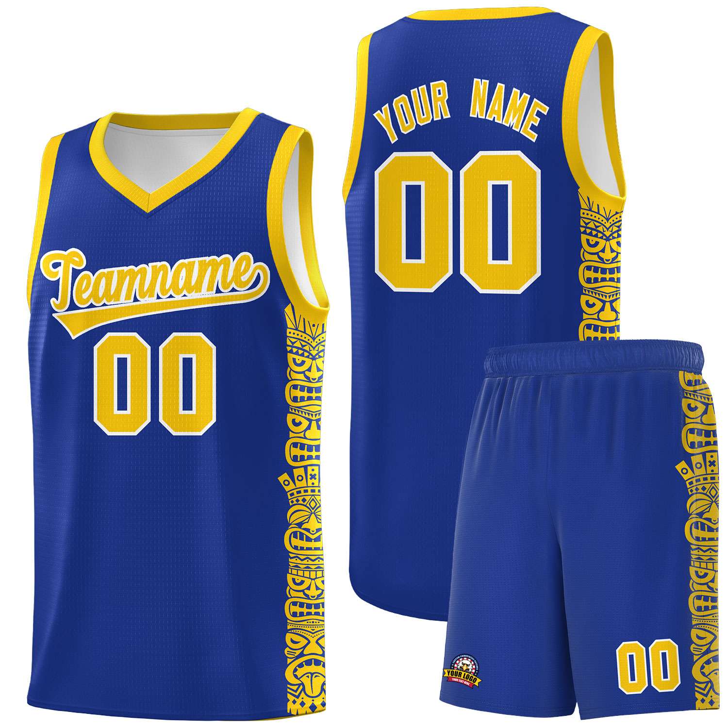 Custom Royal Gold Personalized Indians Pattern Sets Sports Uniform Basketball Jersey