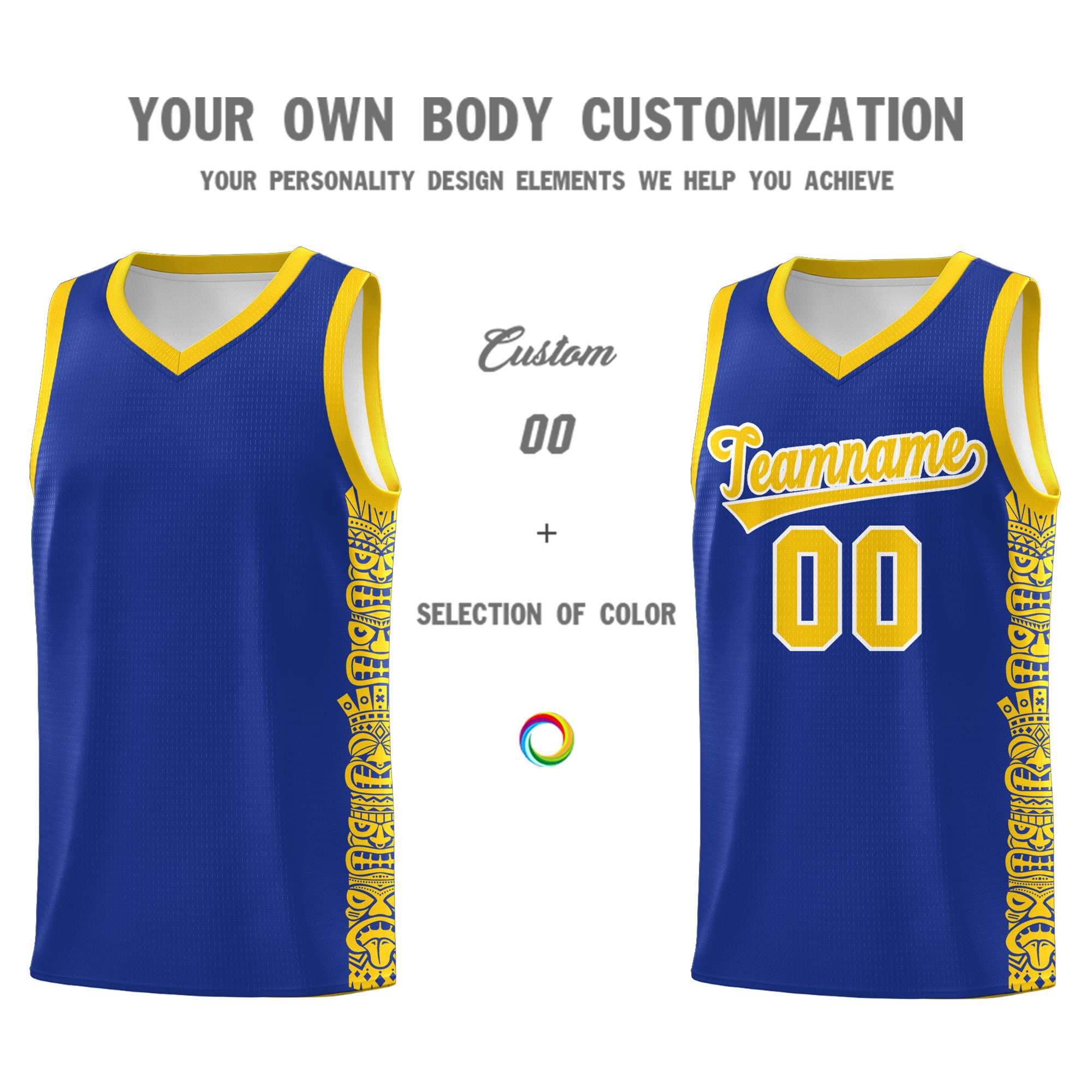 Custom Royal Gold Personalized Indians Pattern Sets Sports Uniform Basketball Jersey