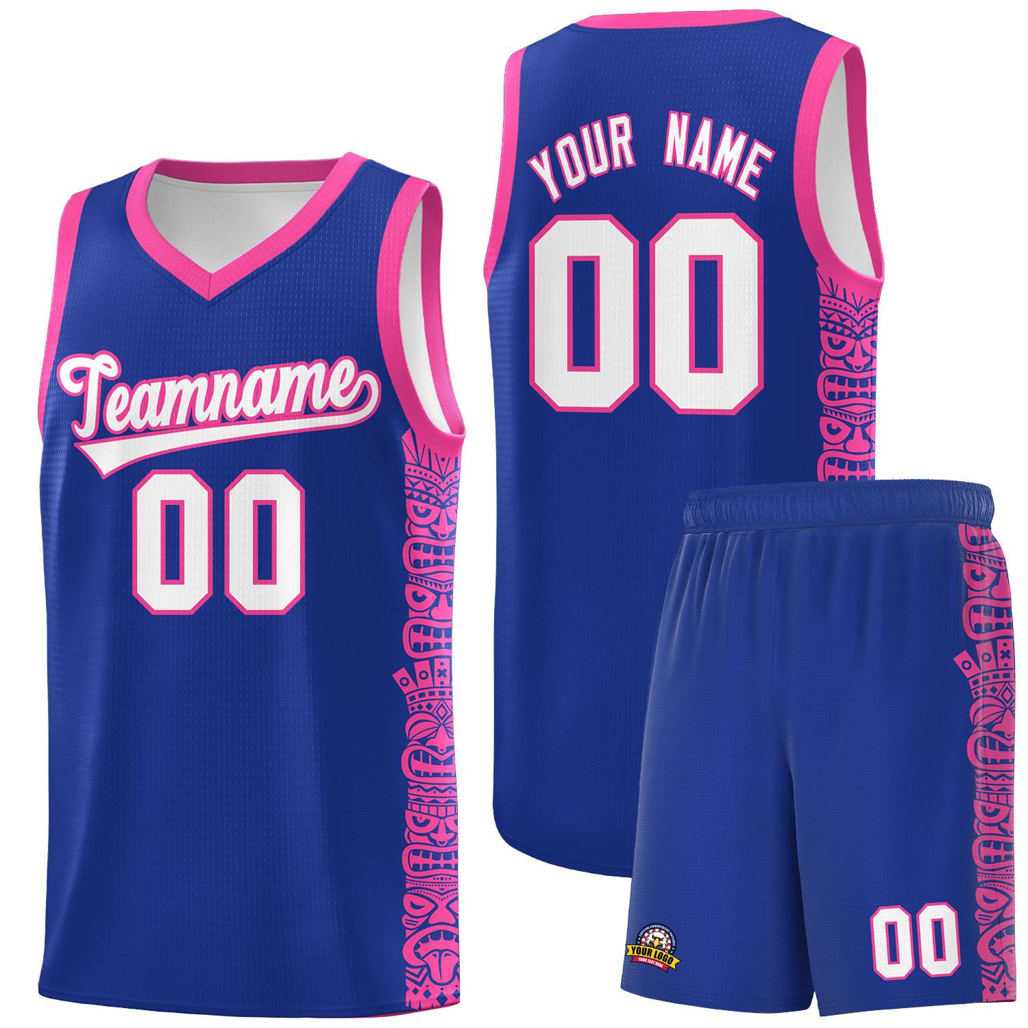 Custom Royal Pink Personalized Indians Pattern Sets Sports Uniform Basketball Jersey