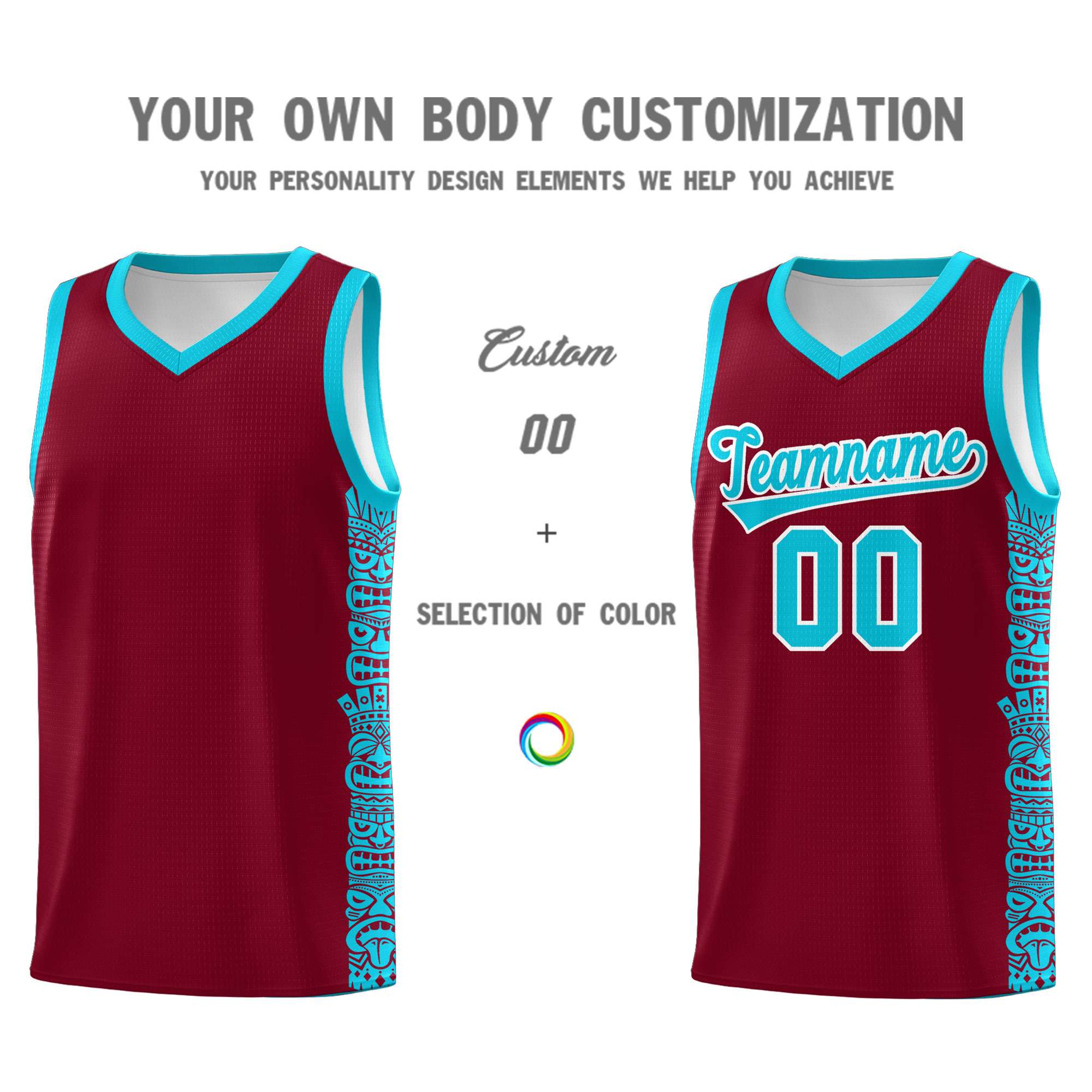 Custom Crimson Sky Blue Personalized Indians Pattern Sets Sports Uniform Basketball Jersey