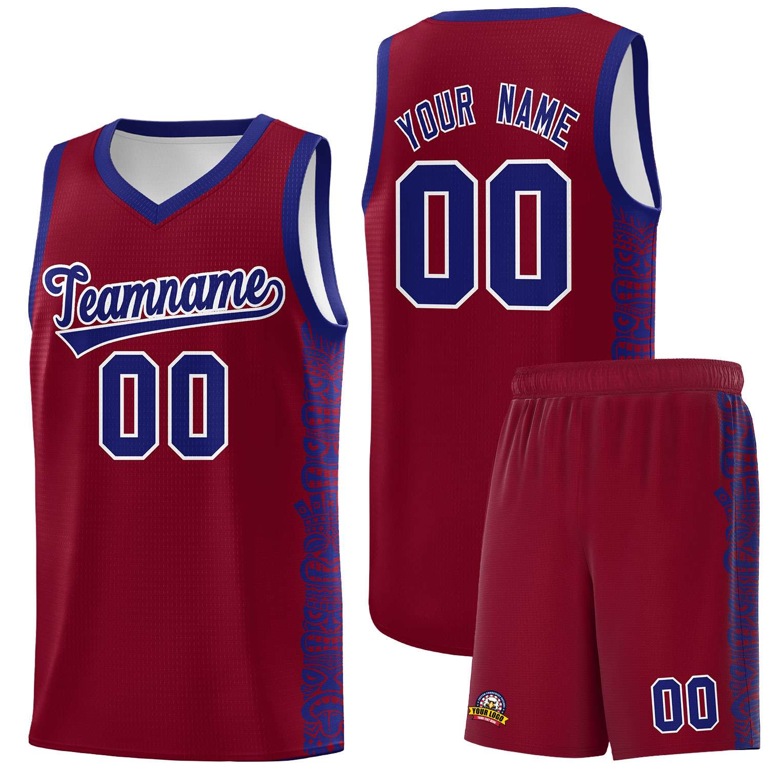 Custom Crimson Royal Personalized Indians Pattern Sets Sports Uniform Basketball Jersey