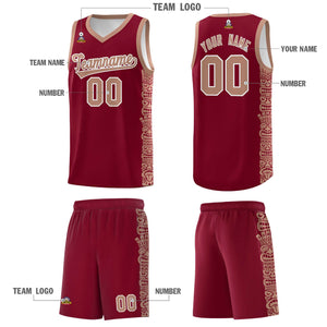 Custom Crimson Teabrown Personalized Indians Pattern Sets Sports Uniform Basketball Jersey