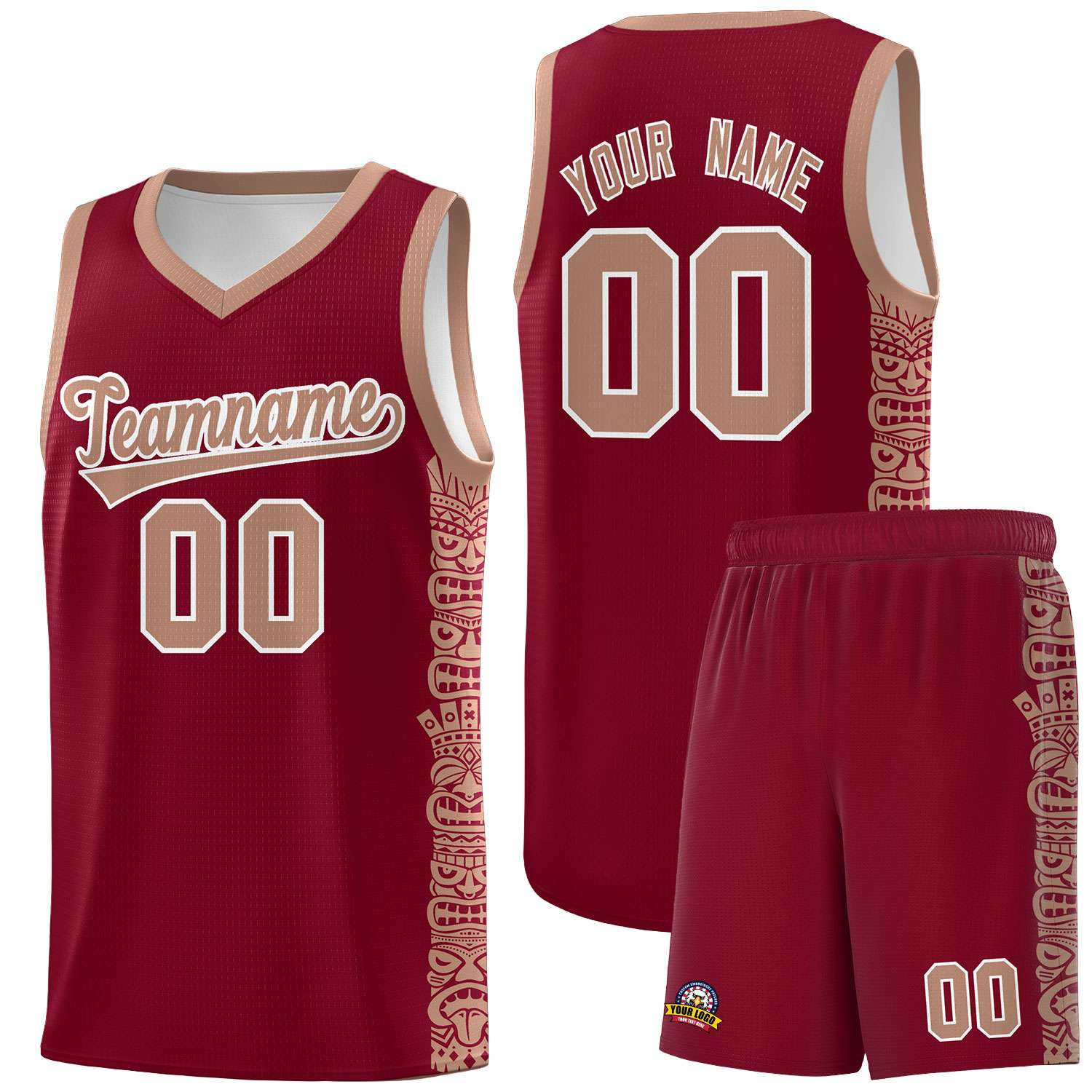 Custom Crimson Teabrown Personalized Indians Pattern Sets Sports Uniform Basketball Jersey