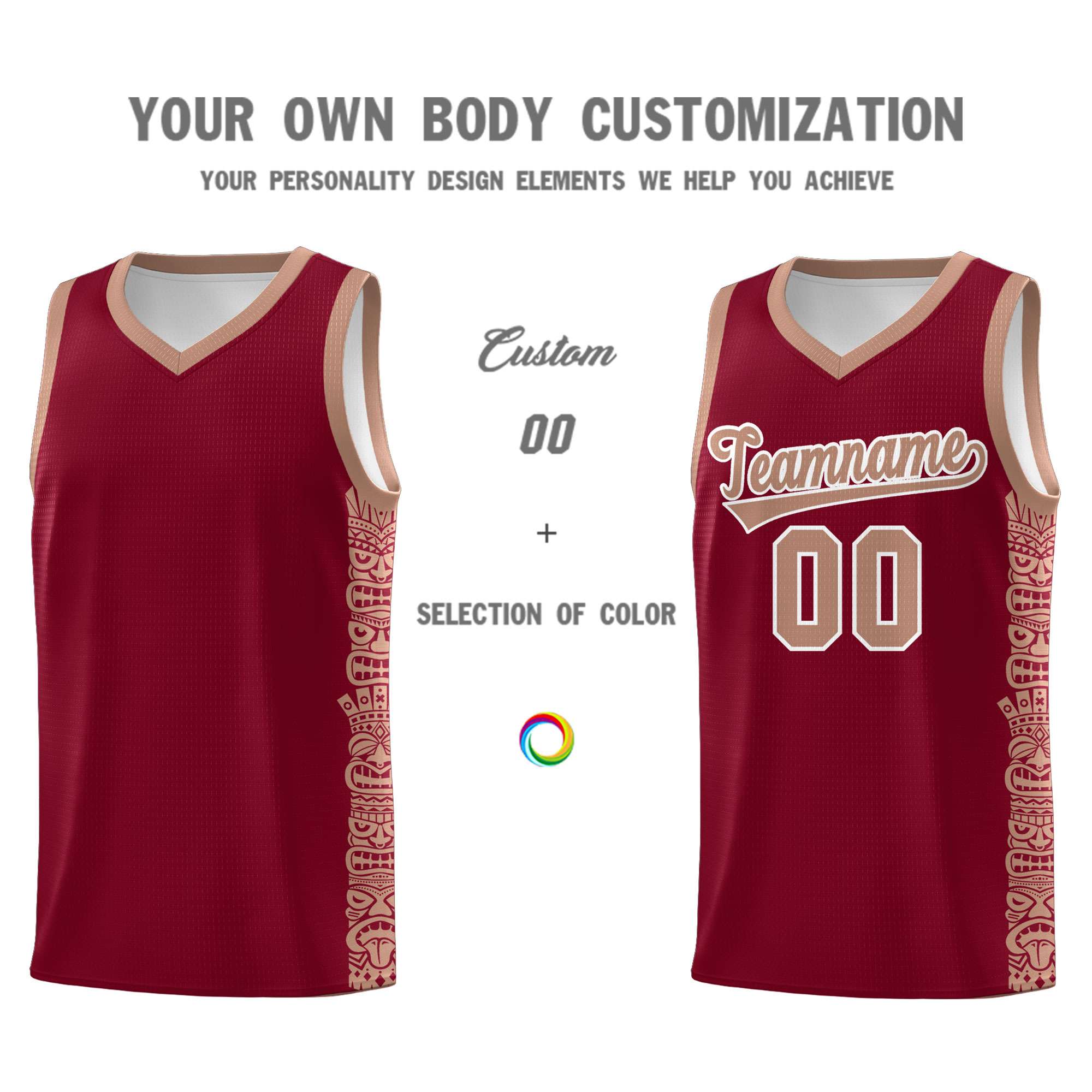 Custom Crimson Teabrown Personalized Indians Pattern Sets Sports Uniform Basketball Jersey