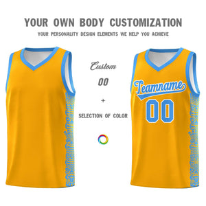 Custom Yellow Powder Blue Personalized Indians Pattern Sets Sports Uniform Basketball Jersey