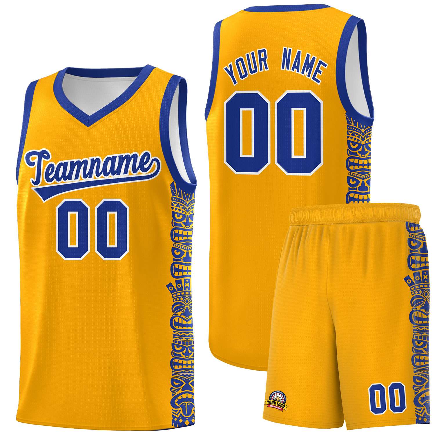 Custom Yellow Royal Personalized Indians Pattern Sets Sports Uniform Basketball Jersey