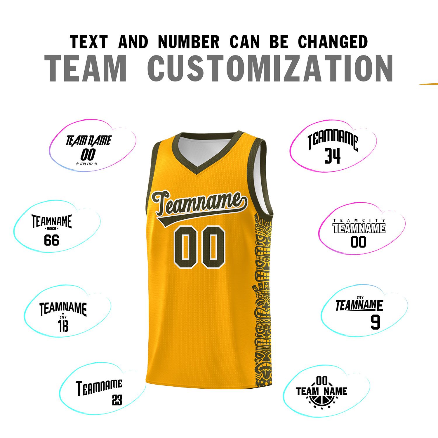 Custom Yellow Olive Personalized Indians Pattern Sets Sports Uniform Basketball Jersey