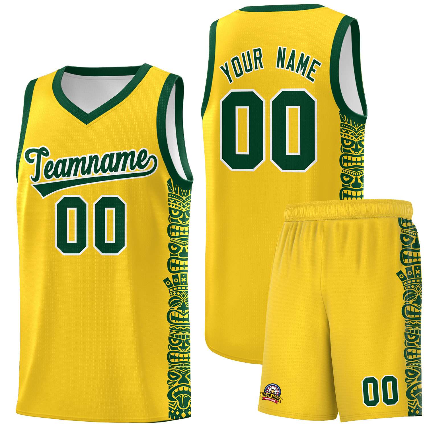 Custom Gold Gold Personalized Indians Pattern Sets Sports Uniform Basketball Jersey