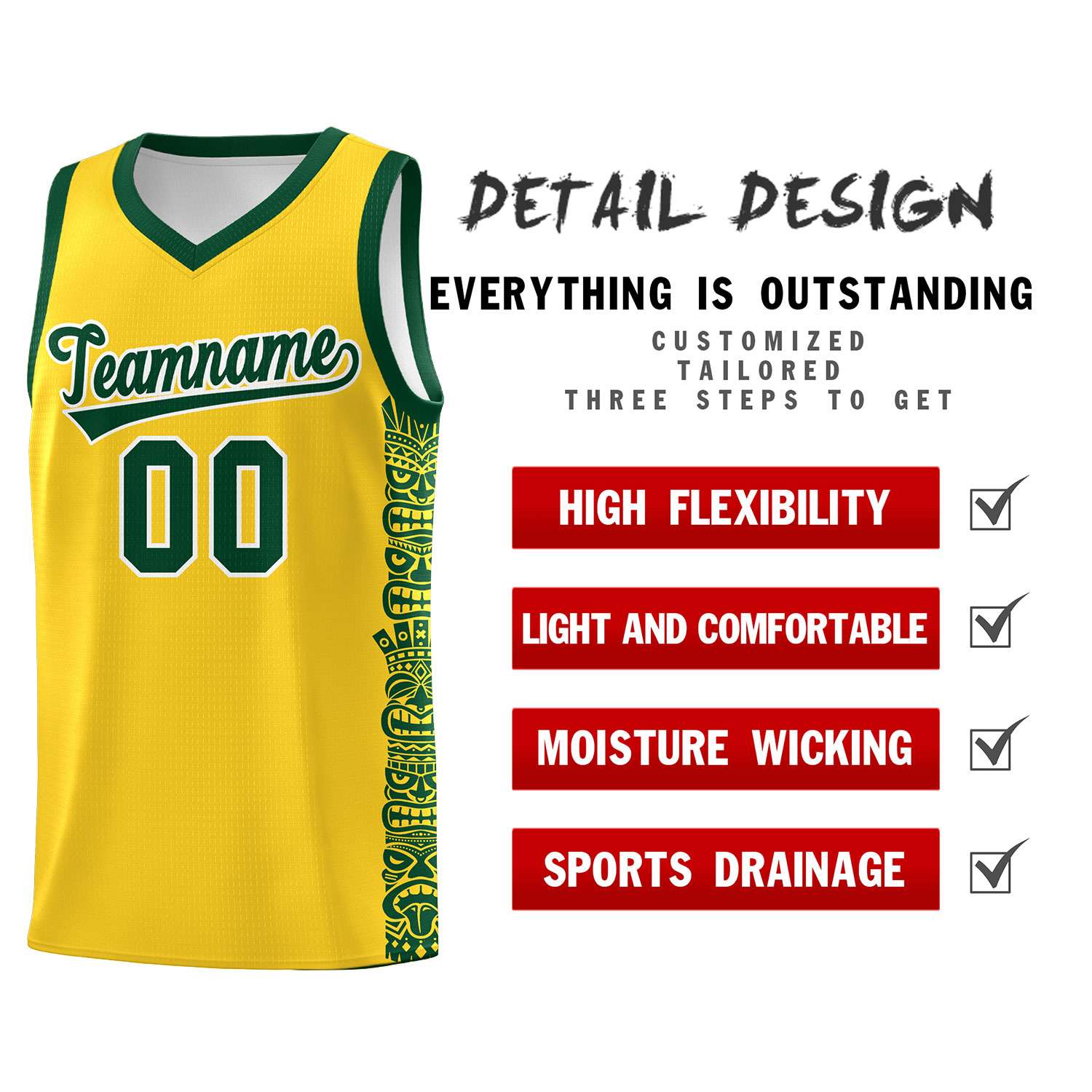 Custom Gold Gold Personalized Indians Pattern Sets Sports Uniform Basketball Jersey