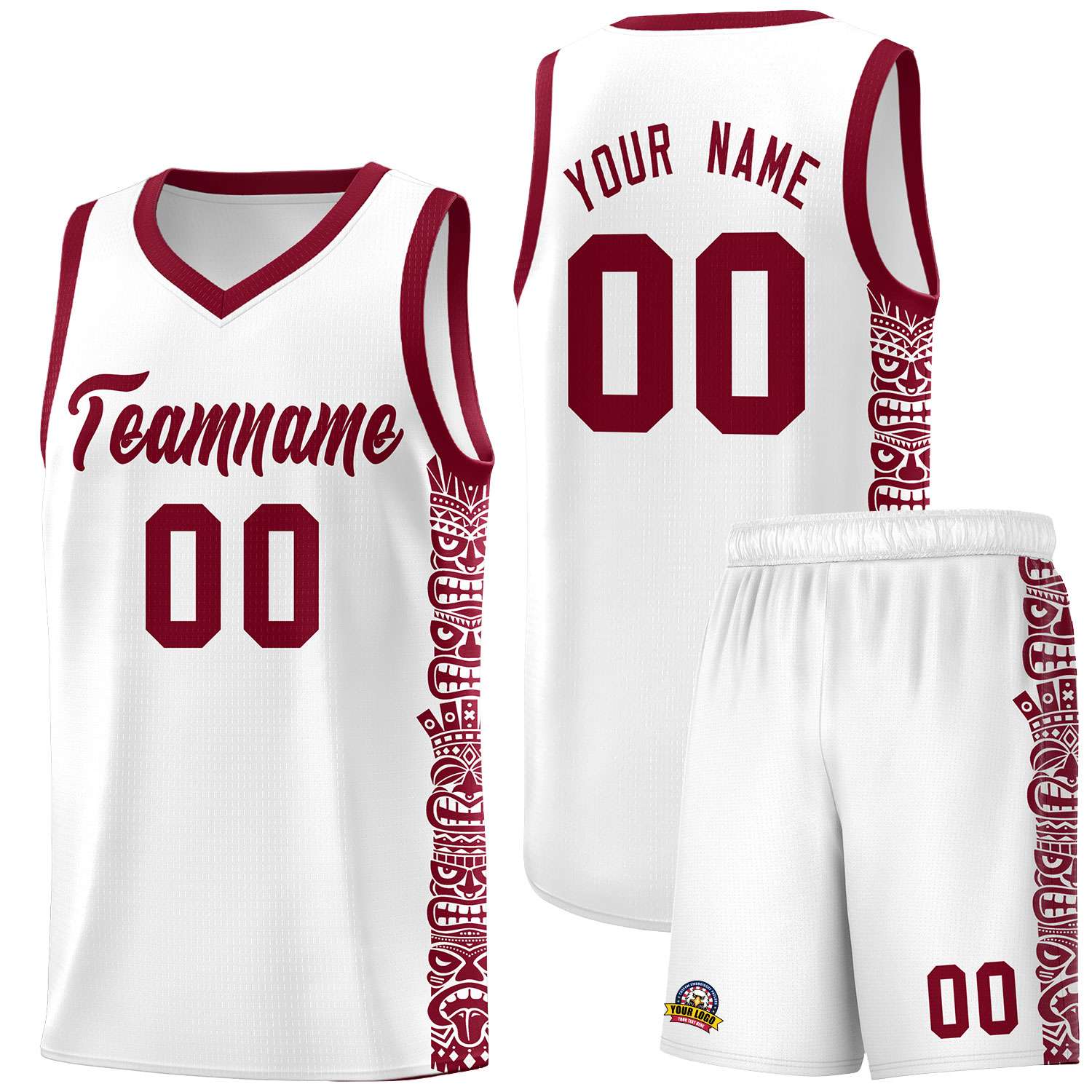 Custom White Crimson Personalized Indians Pattern Sets Sports Uniform Basketball Jersey