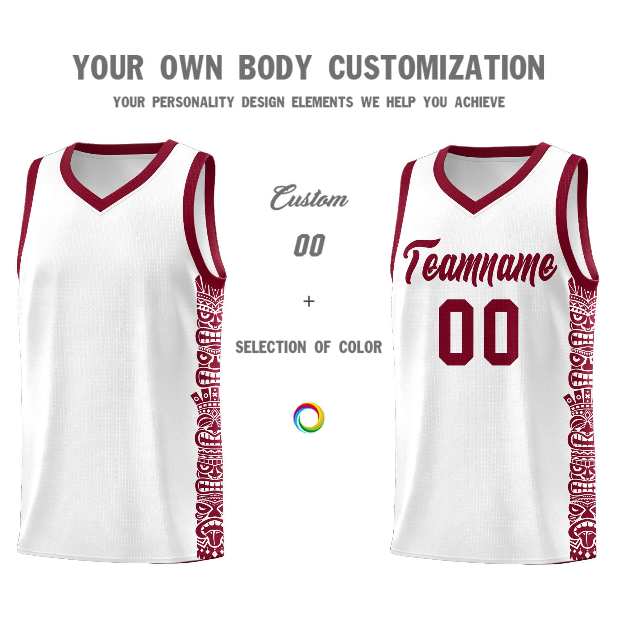 Custom White Crimson Personalized Indians Pattern Sets Sports Uniform Basketball Jersey