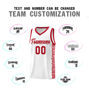 Custom White Red Personalized Indians Pattern Sets Sports Uniform Basketball Jersey