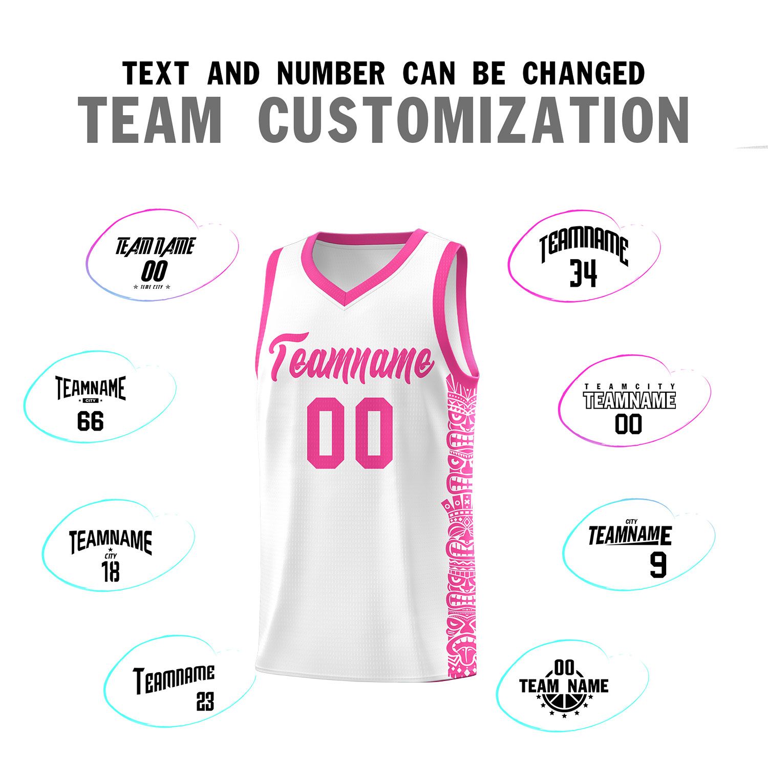 Custom White Pink Personalized Indians Pattern Sets Sports Uniform Basketball Jersey