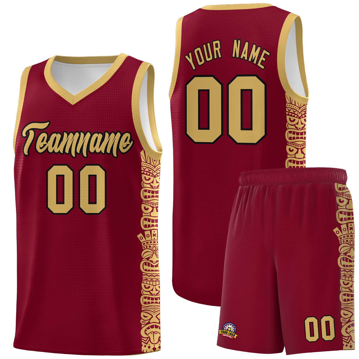 Custom Crimson Old Gold Personalized Indians Pattern Sets Sports Uniform Basketball Jersey