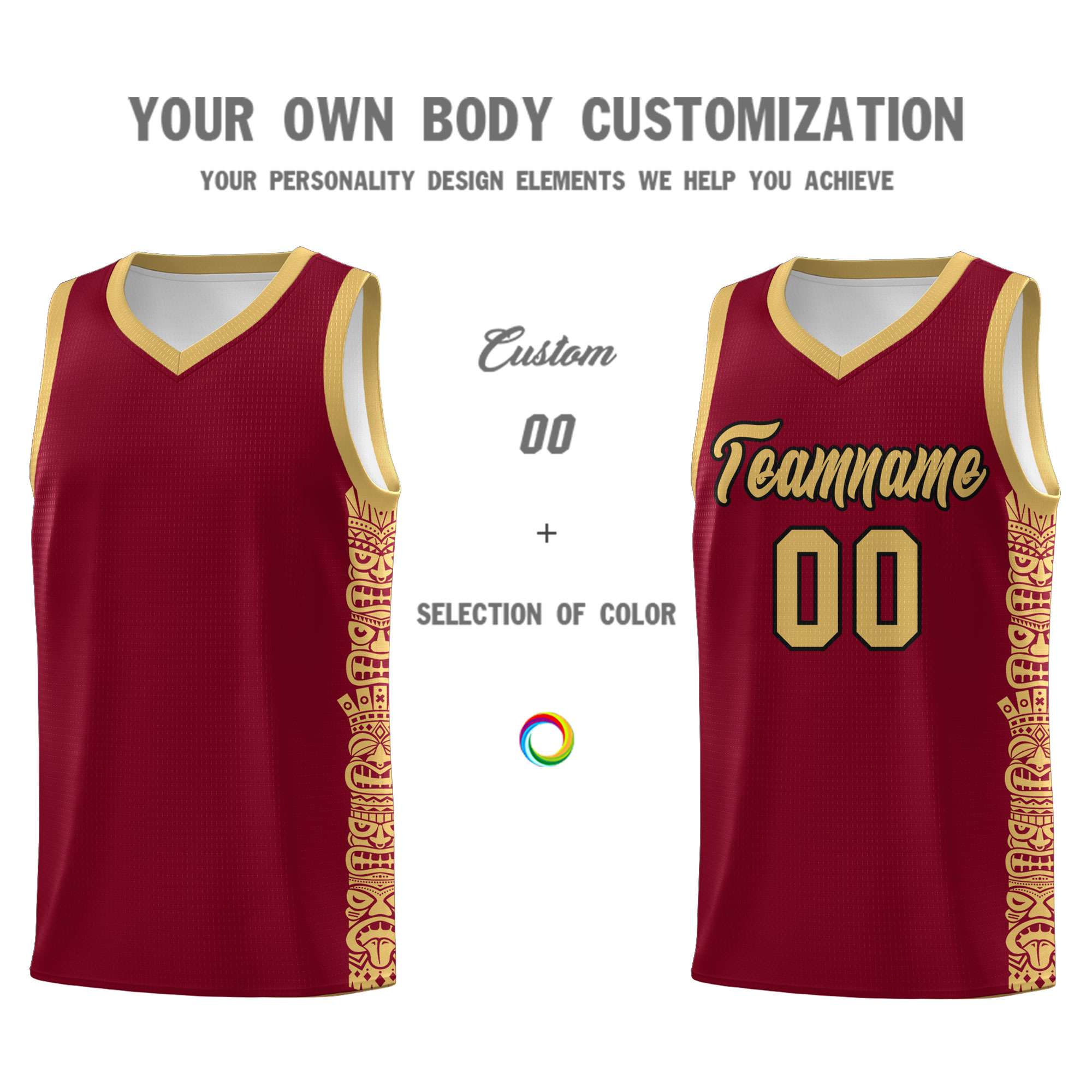 Custom Crimson Old Gold Personalized Indians Pattern Sets Sports Uniform Basketball Jersey