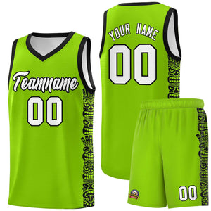 Custom Green Black Personalized Indians Pattern Sets Sports Uniform Basketball Jersey