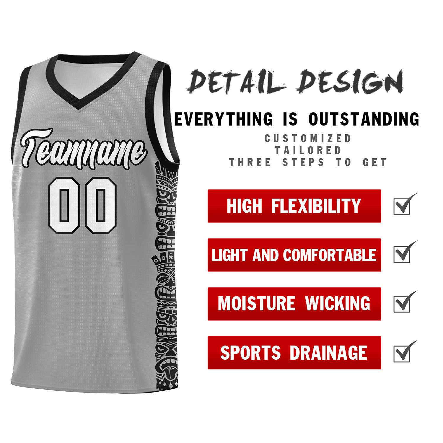 Custom Dark Gray Black Personalized Indians Pattern Sets Sports Uniform Basketball Jersey