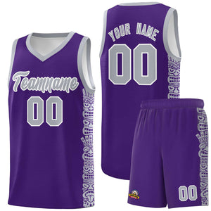 Custom Purple Gray Personalized Indians Pattern Sets Sports Uniform Basketball Jersey