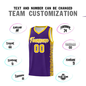 Custom Purple Gold Personalized Indians Pattern Sets Sports Uniform Basketball Jersey