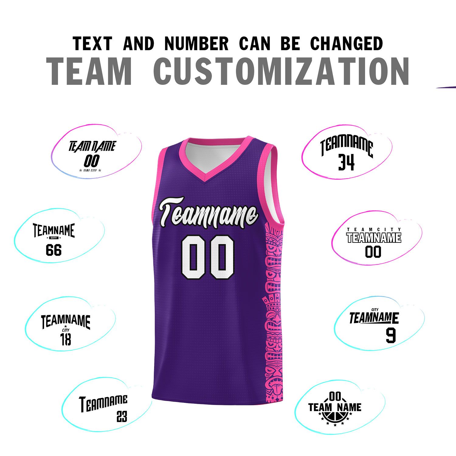 Custom Purple Pink Personalized Indians Pattern Sets Sports Uniform Basketball Jersey