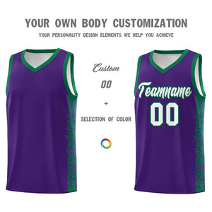 Custom Purple Kelly Green Personalized Indians Pattern Sets Sports Uniform Basketball Jersey